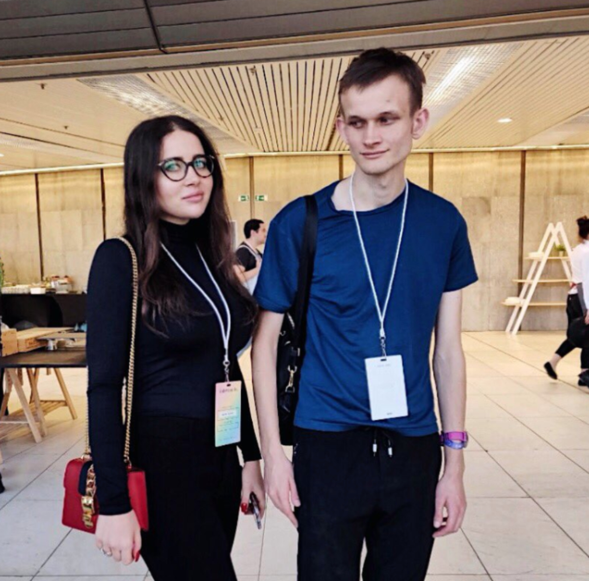 KIRA founder Milana Valmont and Ethereum founder Vitalik Buterin in 2018